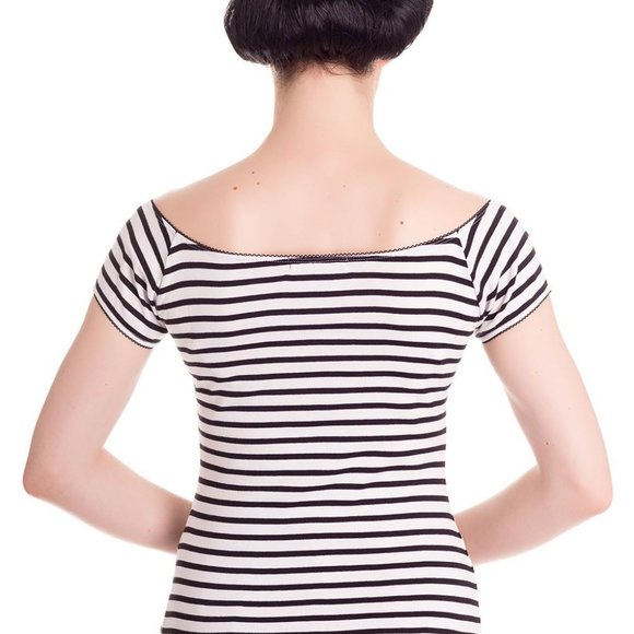 Hell Bunny Nautical Striped Sailor Vintage Top 3x - Picture 3 of 4